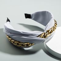 Korean Creative Boutique Fabric Headband Knotted Gold Chain Decoration Wide-brimmed Headband Wholesale Nihaojewelry sku image 2