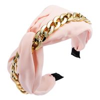 Korean Creative Boutique Fabric Headband Knotted Gold Chain Decoration Wide-brimmed Headband Wholesale Nihaojewelry sku image 3