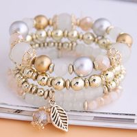 Fashion Simple And Versatile Trendy Gorgeous Beads Metal Leaves Multi-layer Bracelet Wholesale Nihaojewelry sku image 4