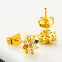 Korean Flower Earrings Copper Inlaid Color Zircon Earrings Wild Rainbow Earrings Wholesale Nihaojewelry main image 4