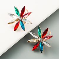 بالغت أزياء السيدات الجليد زهرة الأقراط سبيكة لون حجر الراين أقراط بالجملة Nihaojewelry main image 3