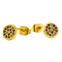 Fashion Retro Round Earrings Copper Gold-plated Micro-set Color Zirconium Earrings Wholesale Nihaojewelry sku image 1