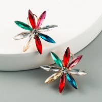 Fashion Ladies Exaggerated Ice Flower Earrings Alloy Color Rhinestone Earrings Wholesale Nihaojewelry sku image 1