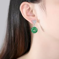 Mode Coréenne Boucles D&#39;oreilles Robe Accessoires Vert Calcédoine Cuivre Boucle D&#39;oreille En Gros Nihaojewelry main image 3