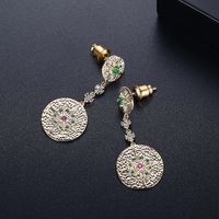 Simple  Retro Color Creative Long Section Copper Inlaid Zirconium Earrings Wholesale  Nihaojewelry main image 5