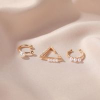 Hot Selling Three-piece Ear Clip Hollow Geometric Pearl Without Pierces Ear Bone Clip Wholesale Nihaojewelry main image 3