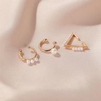 Hot Selling Three-piece Ear Clip Hollow Geometric Pearl Without Pierces Ear Bone Clip Wholesale Nihaojewelry main image 4