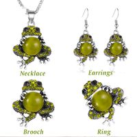 New Cute Cute Pet Jewelry Opal Cute Frog Earrings Elastic Ring Exquisite Toad Sweater Chain Wholesale Nihaojewelry main image 4