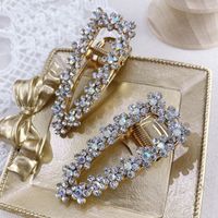 New Rhinestone Water Drop Hairpin Fashion Edge Clip Metal Hollow Back Head Clip Obligatory Jewelry Wholesale Nihaojewelry main image 5