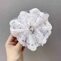 Japan And South Korea Lace Rhinestone Big Bow Hairpin Fashion Hairpin Word Spring Clip Wholesale Nihaojewelry main image 5
