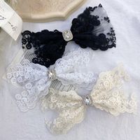 Korean Fairy Lace Big Bow Diamond Back Head Hairpin Top Clip Wholesale Nihaojewelry main image 3