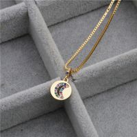 New Hot Sale Micro-set Zircon Color Zirconium Butterfly Ring Round Handle Pendant Necklace Wholesale Nihaojewelry main image 1