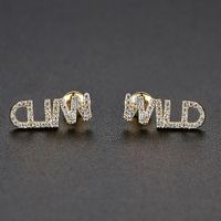 Mode Coréenne Lettres Sucrées Petites Boucles D&#39;oreilles En Cuivre Incrusté De Zircon En Gros Nihaojewelry sku image 1