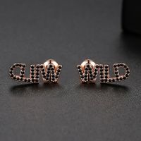 Mode Coréenne Lettres Sucrées Petites Boucles D&#39;oreilles En Cuivre Incrusté De Zircon En Gros Nihaojewelry sku image 3