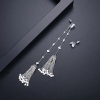 Fashion Heart-shaped Long Tassel Asymmetrical Copper Inlay Zirconium Earrings Wholesale Nihaojewelry sku image 1