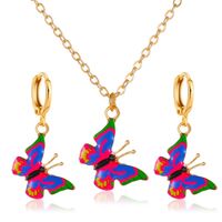 Colorful Butterfly Suit Jewelry Dream Butterfly Necklace  Two-piece Jewelry Wholesale Nihaojewelry sku image 2