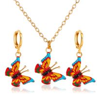 Colorful Butterfly Suit Jewelry Dream Butterfly Necklace  Two-piece Jewelry Wholesale Nihaojewelry sku image 3