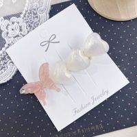 South Korea Butterfly Pearl Rhinestone Side Clip Simple Fashion Love Cute Hairpin Wholesale Nihaojewelry sku image 2