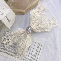 Korean Fairy Lace Big Bow Diamond Back Head Hairpin Top Clip Wholesale Nihaojewelry sku image 3