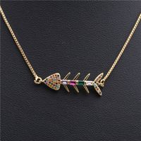 Micro-inlaid Zircon Fishbone Cross Elbow Cross Necklace Copper Wholesale Nihaojewelry sku image 5