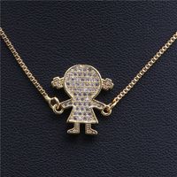 Fashion Micro-set Zircon Hanging Boy And Girl Necklace Copper Wholesale Nihaojewelry sku image 3