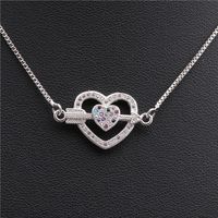 Hot Sale Copper Necklace Micro-set Color Zirconium Peach Heart Love Necklace Copper Wholesale Nihaojewelry sku image 6