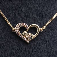 Hot Sale Copper Necklace Micro-set Color Zirconium Peach Heart Love Necklace Copper Wholesale Nihaojewelry sku image 7