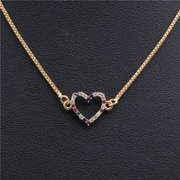 Hot Sale Copper Necklace Micro-set Color Zirconium Peach Heart Love Necklace Copper Wholesale Nihaojewelry sku image 1