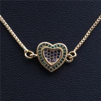 Hot Sale Copper Necklace Micro-set Color Zirconium Peach Heart Love Necklace Copper Wholesale Nihaojewelry sku image 2