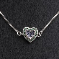 Hot Sale Copper Necklace Micro-set Color Zirconium Peach Heart Love Necklace Copper Wholesale Nihaojewelry sku image 3