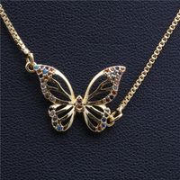 Micro-set Zircon Butterfly Brave Puppies Bat Hanging Necklace Copper Wholesale Nihaojewelry sku image 1