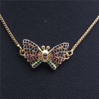 Micro-ensemble Zircon Papillon Courageux Chiots Chauve-souris Suspendus Collier Cuivre En Gros Nihaojewelry sku image 3