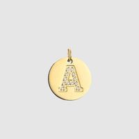 1 Pièce Acier Inoxydable Zircon Plaqué Or 14K Lettre Brillant Pendentif sku image 18