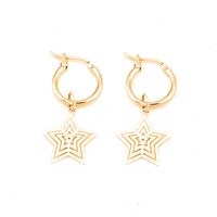 Simple Alloy Hoop Earrings Cute Hollow Five-pointed Star Pendant Ear Ring Wholesale Nihaojewelry sku image 2