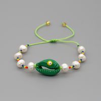 بسيطة اللؤلؤ الطبيعي قذيفة سوار الأصلي تصميم المنسوجة اللون الأرز الخرز اليدوية والمجوهرات الجملة Nihaojewelry sku image 2