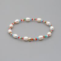 Simple Natural Freshwater Pearl Bracelet Original Design Woven Color Rice Beads Handmade Jewelry Wholesale Nihaojewelry sku image 1
