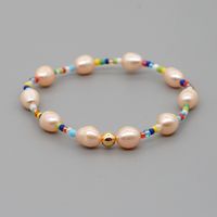 Simple Natural Freshwater Pearl Bracelet Original Design Woven Color Rice Beads Handmade Jewelry Wholesale Nihaojewelry sku image 2