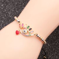 Copper Beads Mixed Color Chain Cross Love Demon Eye Adjustable Bracelet Wholesale Nihaojewelry main image 6