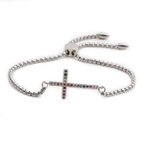 Fashion Jewelry Stainless Steel Color Bracelet Color Zirconium Cross Men's Bracelet Wholesale Nihaojewelry main image 6