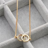 Fashion Jewelry Micro-set Zircon Double Ring Hanging Necklace Copper Wholesale Nihaojewelry main image 6