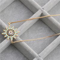 Fashion Jewelry Micro-set Zircon Sun Flower Moon Hanging Necklace Copper Wholesale Nihaojewelry main image 3