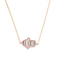 Fashion Jewelry Micro-set Zircon Devil's Eye Palm Hanging Necklace Copper Wholesale Nihaojewelry main image 2
