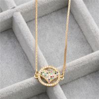 Hot Sale Copper Necklace Micro-set Color Zirconium Peach Heart Love Necklace Copper Wholesale Nihaojewelry main image 1