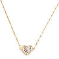 Hot Sale Copper Necklace Micro-set Color Zirconium Peach Heart Love Necklace Copper Wholesale Nihaojewelry main image 6