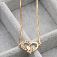 Hot Sale Copper Necklace Micro-set Color Zirconium Peach Heart Love Necklace Copper Wholesale Nihaojewelry main image 3