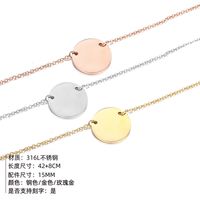 Popular Necklace Simple 316l Titanium Steel Round Pendant Geometric Glossy Necklace Lettering Clavicle Chain Wholesale Nihaojewelry main image 3