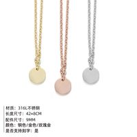 Hot Sale 316l Stainless Steel Lettering Constellation Pendant Geometric Round Necklace Rose Gold Clavicle Chain Wholesale Nihaojewelry main image 3