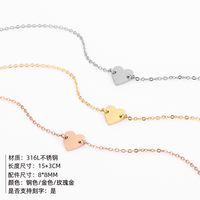 Engravable Jewelry Wholesale Titanium Steel Heart-shaped Bracelet Rose Gold Distribution Wholesale Nihaojewelry main image 3