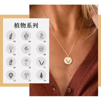 Accessories Necklace Simple Round Glossy Pendant 316l Stainless Steel Lettering Plant Necklace Wholesale Nihaojewelry main image 1