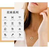 Fashion  Accessories Simple Round Glossy Pendant 316l Stainless Steel Lettering Constellation Necklace Wholesale Nihaojewelry main image 2